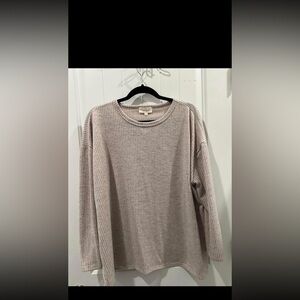 Ribbed Long Sleeve Top in Neutral Tone